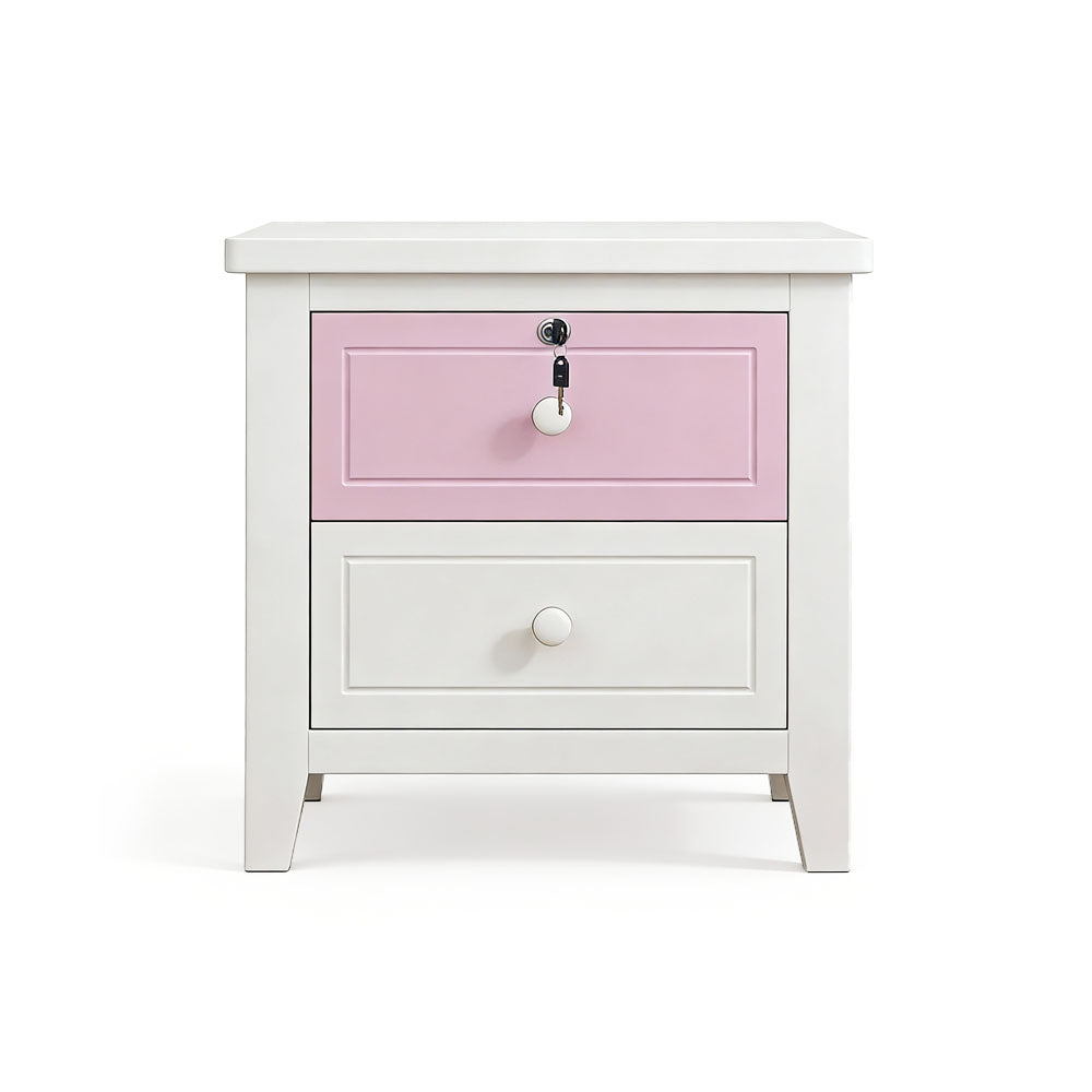 طاولة جانبية من الخشب الصلب من داريكو أمريكان بينت للأولاد والبنات - طاولة جانبية بيضاء نقية مع درج تخزين لغرفة النوم المنزلية