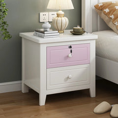 طاولة جانبية من الخشب الصلب من داريكو أمريكان بينت للأولاد والبنات - طاولة جانبية بيضاء نقية مع درج تخزين لغرفة النوم المنزلية