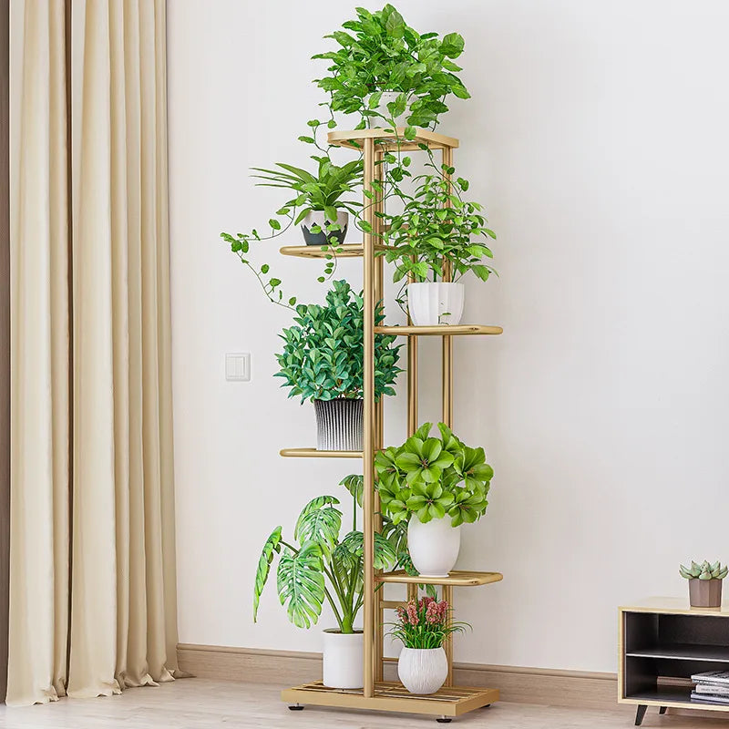 Multi-tiered iron plant racks from floor to ceiling, balcony plant stand, flower rack, living room display stand