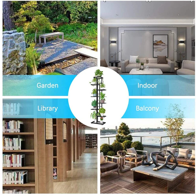 Multi-tiered iron plant racks from floor to ceiling, balcony plant stand, flower rack, living room display stand