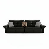 أريكة جلدية لغرفة المعيشة على الطراز الفرنسي القديم من الجلد البقري عالي الجودة مع مسند ظهر مرتفع على شكل سحابة على الطراز العتيق