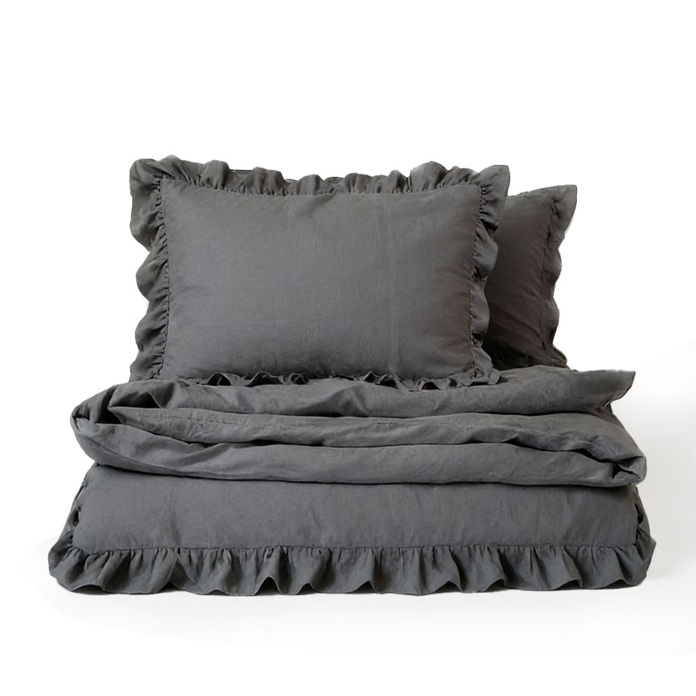 مجموعة مفروشات سرير على طراز الأميرة للمرأة فتاة لطيفة لون موحد كشكش غطاء لحاف ملكي كبير ملاءة سرير تنورة سرير أغطية وسائد