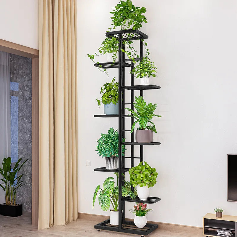 Multi-tiered iron plant racks from floor to ceiling, balcony plant stand, flower rack, living room display stand