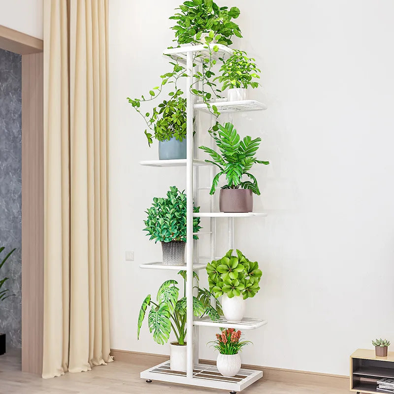 Multi-tiered iron plant racks from floor to ceiling, balcony plant stand, flower rack, living room display stand