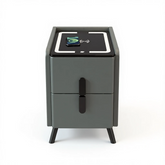 طاولة سرير ذكية مزودة بشحن لاسلكي عبر منفذ USB - طاولة جانبية عصرية فائقة النحافة بتصميم بسيط مع إضاءة LED