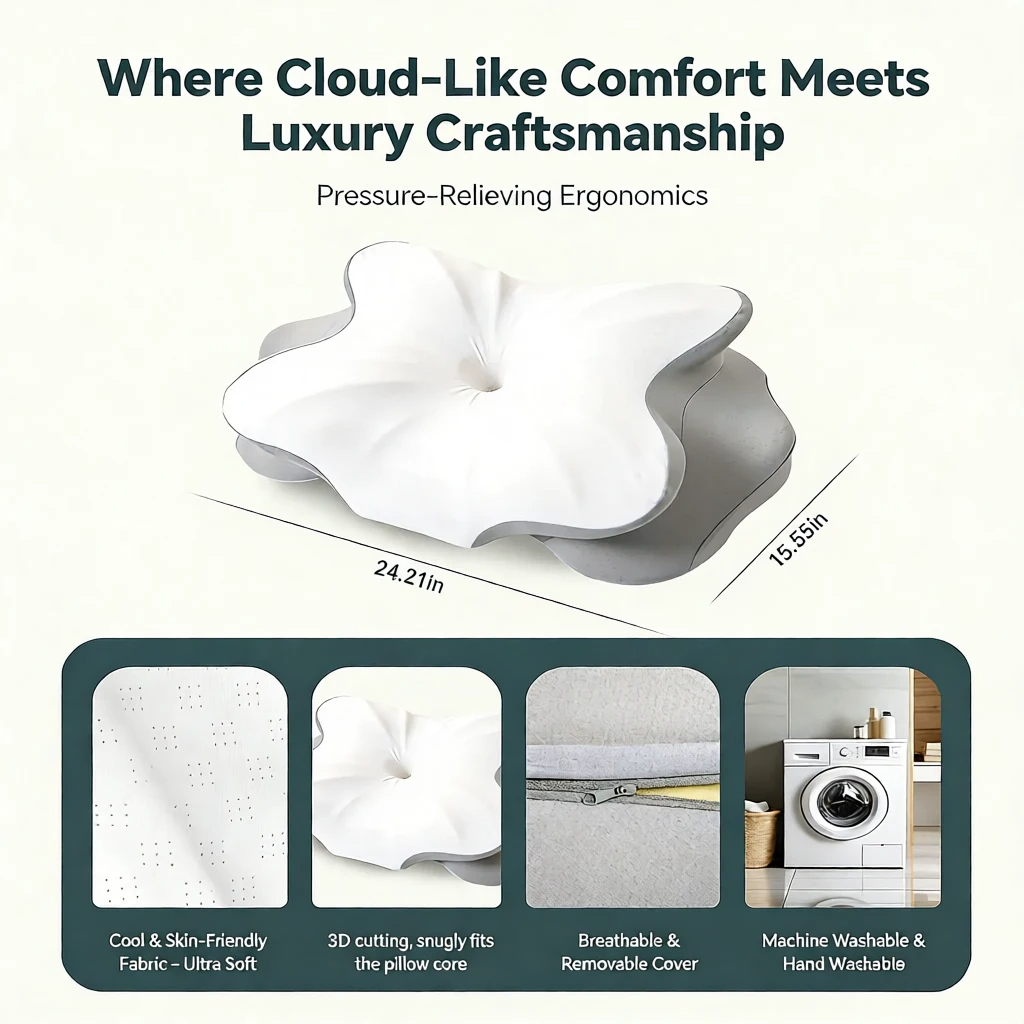 وسادة سمارت زون المريحة: دعم مثالي للرقبة والكتفين لنوم هانئ