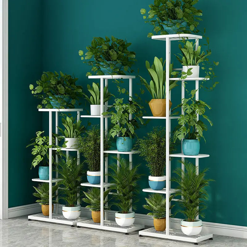 Multi-tiered iron plant racks from floor to ceiling, balcony plant stand, flower rack, living room display stand