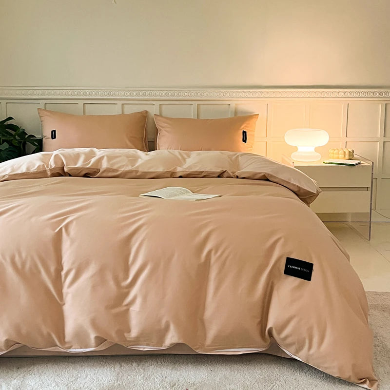 White duvet cover set with pillowcase - bed sheet and duvet cover set, available in single, double, queen and king sizes.