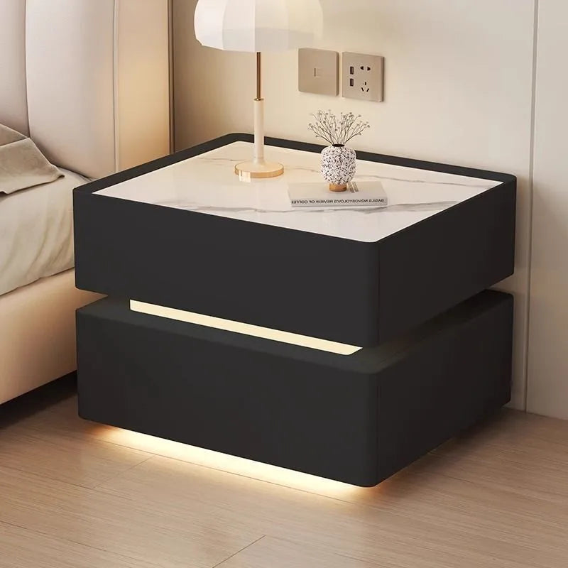 Innovative smart bedside table with sensor lighting and wireless charging - Nordic design side table with storage space (available in multiple sizes)