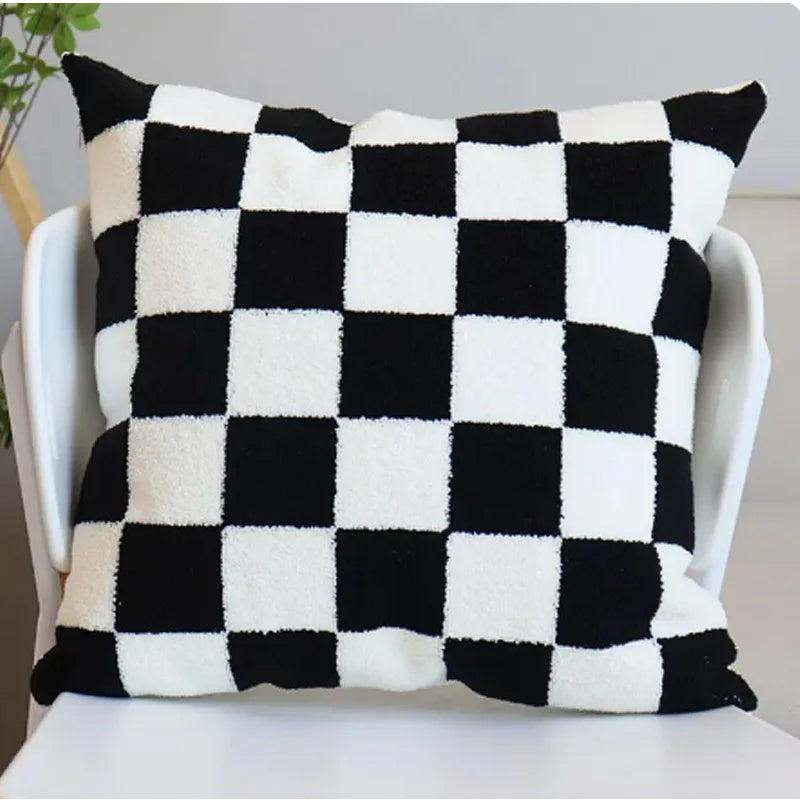 30x50/45x45 cm Nordic Plush Pillow Cover, Sofa Cushion Cover, Waist Cover, Black Retro Home Decor, Pillow Cover without Insert