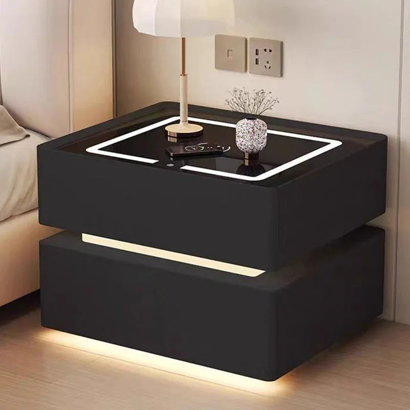 Innovative smart bedside table with sensor lighting and wireless charging - Nordic design side table with storage space (available in multiple sizes)