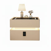 طاولة سرير ذكية مبتكرة مزودة بإضاءة استشعارية وشحن لاسلكي - طاولة جانبية بتصميم نورديك مع مساحة تخزين (متوفرة بأحجام متعددة)