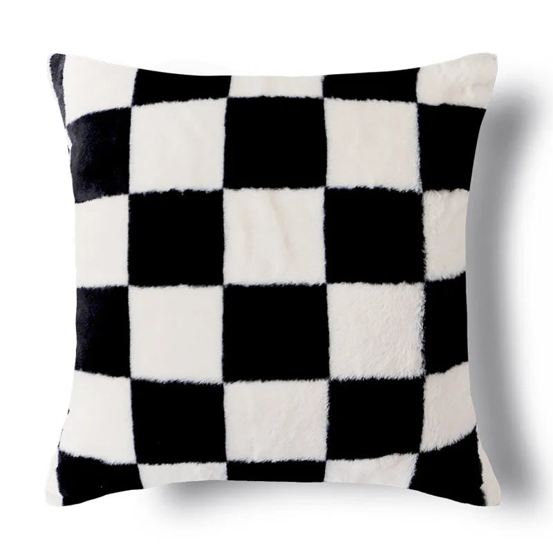 30x50/45x45 cm Nordic Plush Pillow Cover, Sofa Cushion Cover, Waist Cover, Black Retro Home Decor, Pillow Cover without Insert