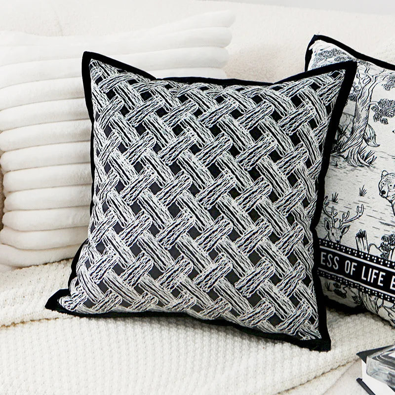 30x50/45x45 cm Nordic Plush Pillow Cover, Sofa Cushion Cover, Waist Cover, Black Retro Home Decor, Pillow Cover without Insert