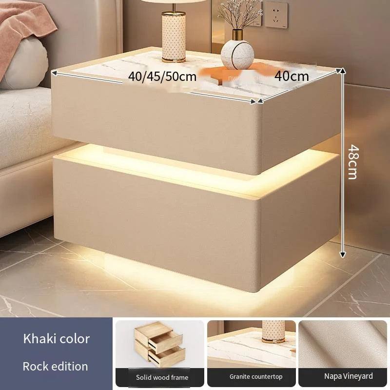 Innovative smart bedside table with sensor lighting and wireless charging - Nordic design side table with storage space (available in multiple sizes)