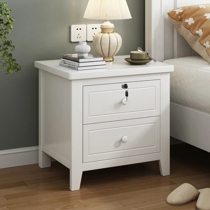 طاولة جانبية من الخشب الصلب من داريكو أمريكان بينت للأولاد والبنات - طاولة جانبية بيضاء نقية مع درج تخزين لغرفة النوم المنزلية