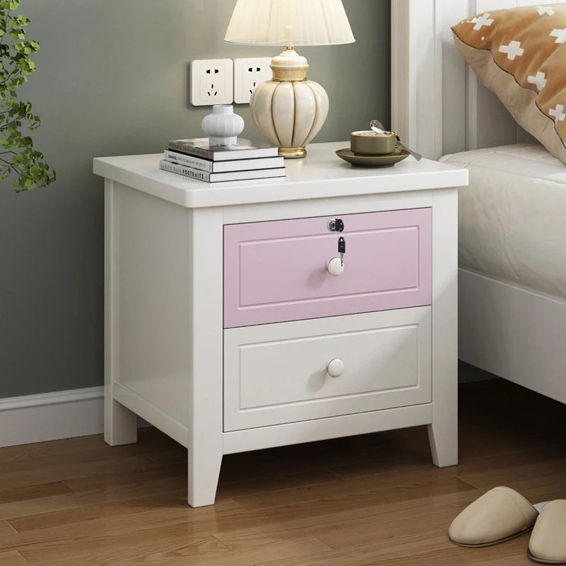 طاولة جانبية من الخشب الصلب من داريكو أمريكان بينت للأولاد والبنات - طاولة جانبية بيضاء نقية مع درج تخزين لغرفة النوم المنزلية