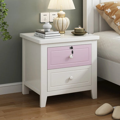 طاولة جانبية من الخشب الصلب من داريكو أمريكان بينت للأولاد والبنات - طاولة جانبية بيضاء نقية مع درج تخزين لغرفة النوم المنزلية