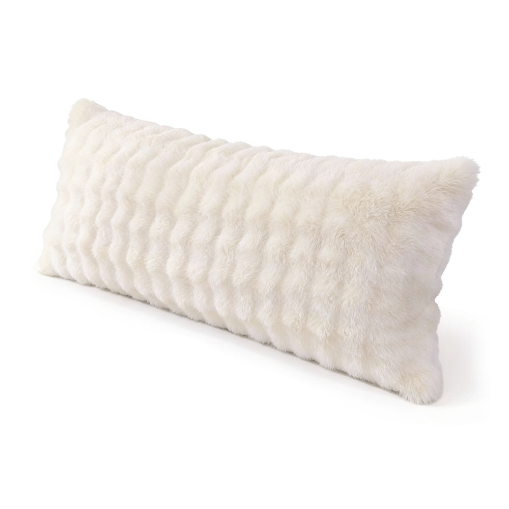 غطاء وسادة طويل بلون موحد، غطاء وسادة مخملي فاخر فائق النعومة لتزيين السرير والأريكة في فصل الشتاء (بدون حشوة).