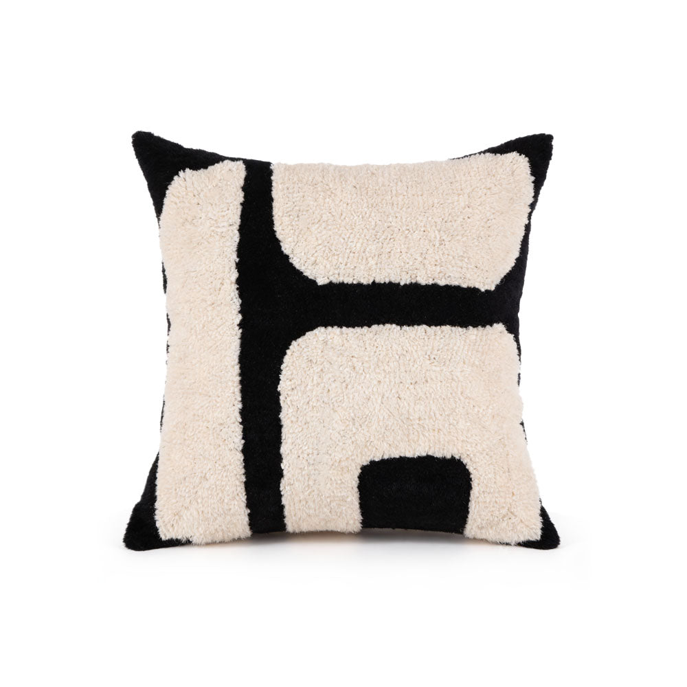 Thick black and white patterned pillow cover - Bohemian geometric pattern decorative pillow cover (18 x 18 inches, abstract pattern) 