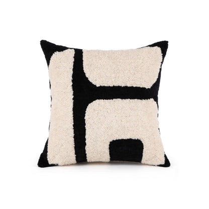 Thick black and white patterned pillow cover - Bohemian geometric pattern decorative pillow cover (18 x 18 inches, abstract pattern) 