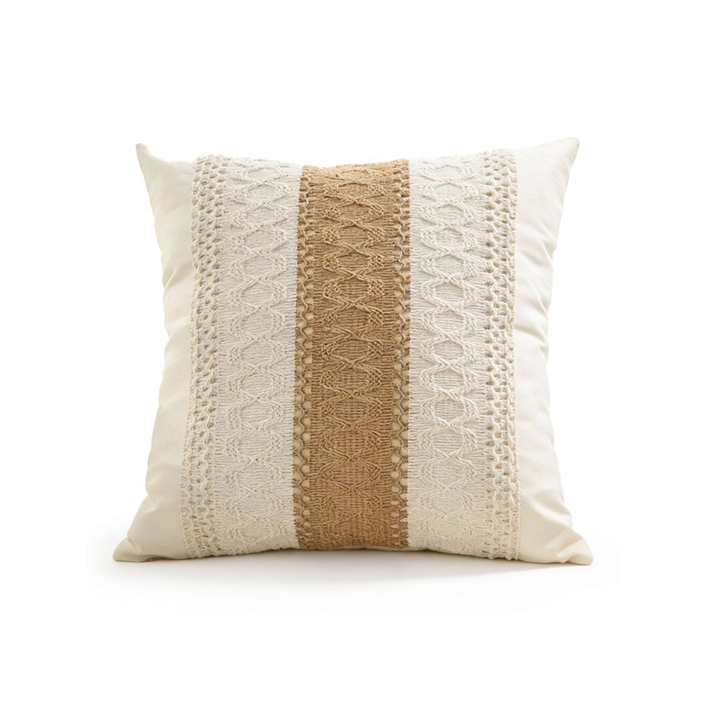 18x18 inch cotton and burlap pillow covers, in a rustic bohemian pattern, striped, suitable for spring and summer. 