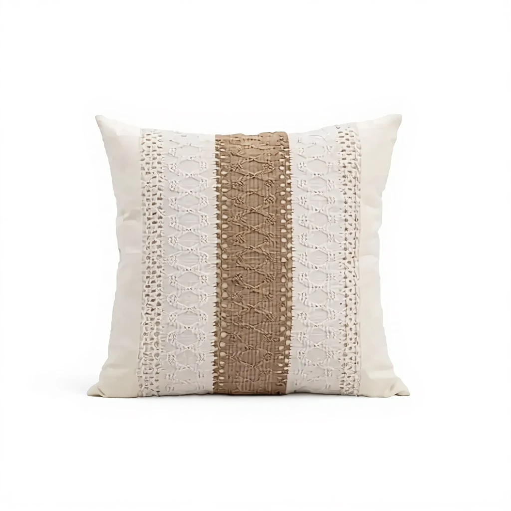 أغطية وسائد قطنية وخيشية مقاس 18×18 بوصة، بنمط بوهيمي ريفي، مخططة، مناسبة لفصلي الربيع والصيف.