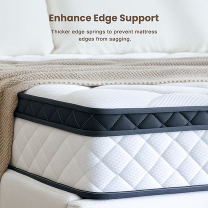 مرتبة Bezzze (مقاسات Twin/Full/Queen/King) — مرتبة هجينة معبأة داخل صندوق، مزودة بنوابض جيبية منفصلة وإسفنج الذاكرة (Memory Foam) جيد التهوية، درجة صلابة متوسطة، حاصلة على شهادة CertiPUR-US.