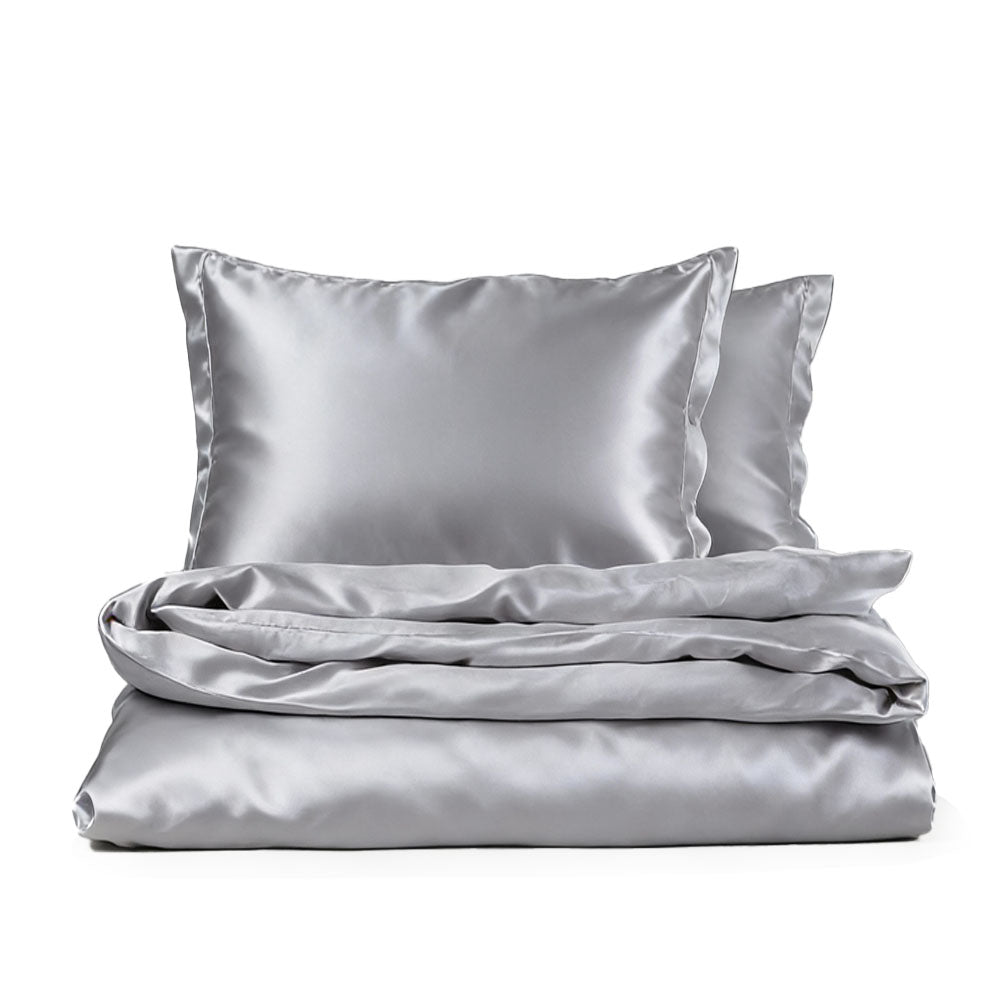 Luxury Nordic satin silk bedding set – duvet cover, bed sheet and pillowcases for single, double or twin beds 
