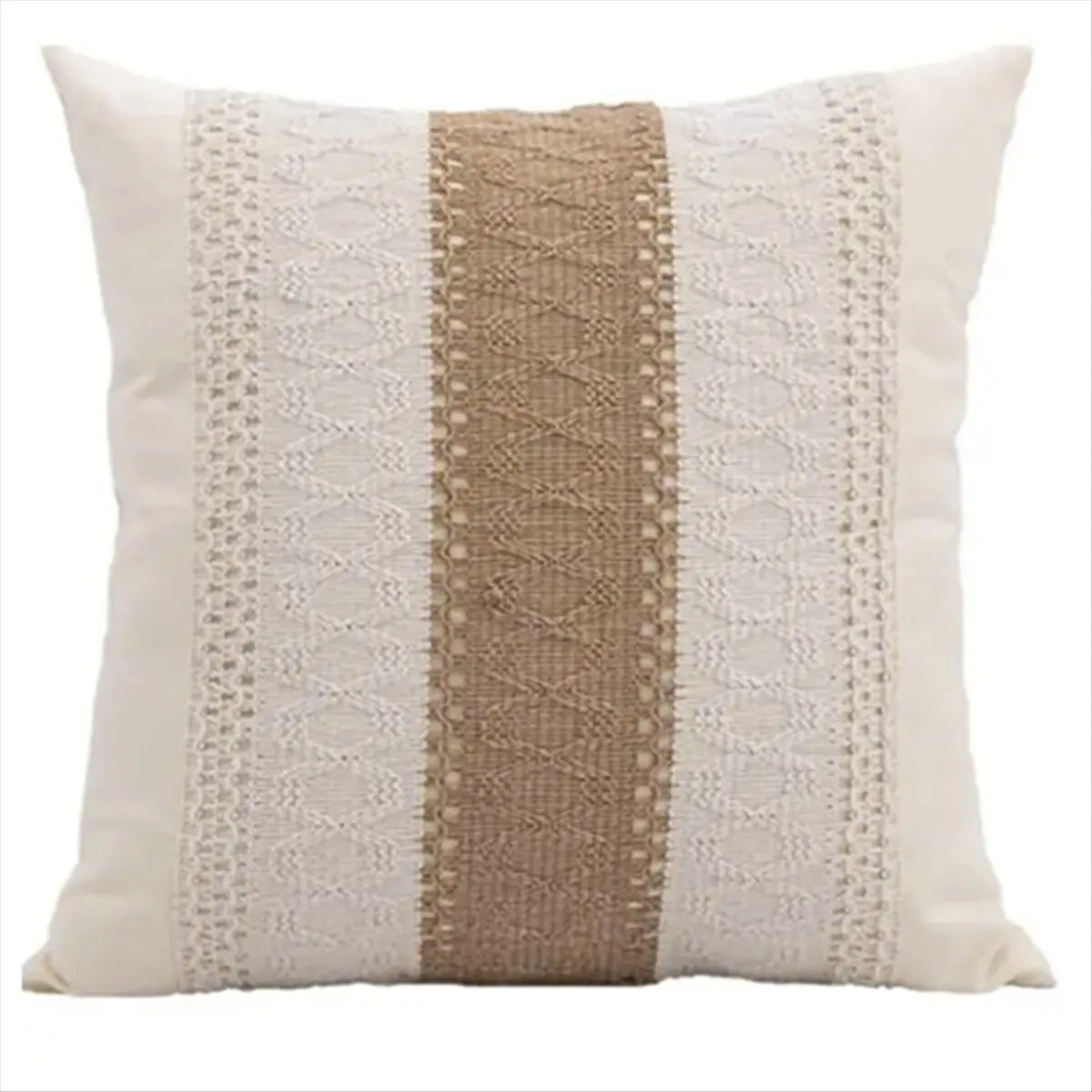 18x18 inch cotton and burlap pillow covers, in a rustic bohemian pattern, striped, suitable for spring and summer. 