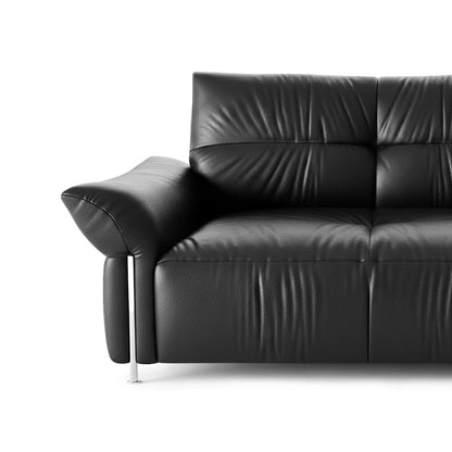 أريكة جلدية لغرفة المعيشة على الطراز الفرنسي القديم من الجلد البقري عالي الجودة مع مسند ظهر مرتفع على شكل سحابة على الطراز العتيق