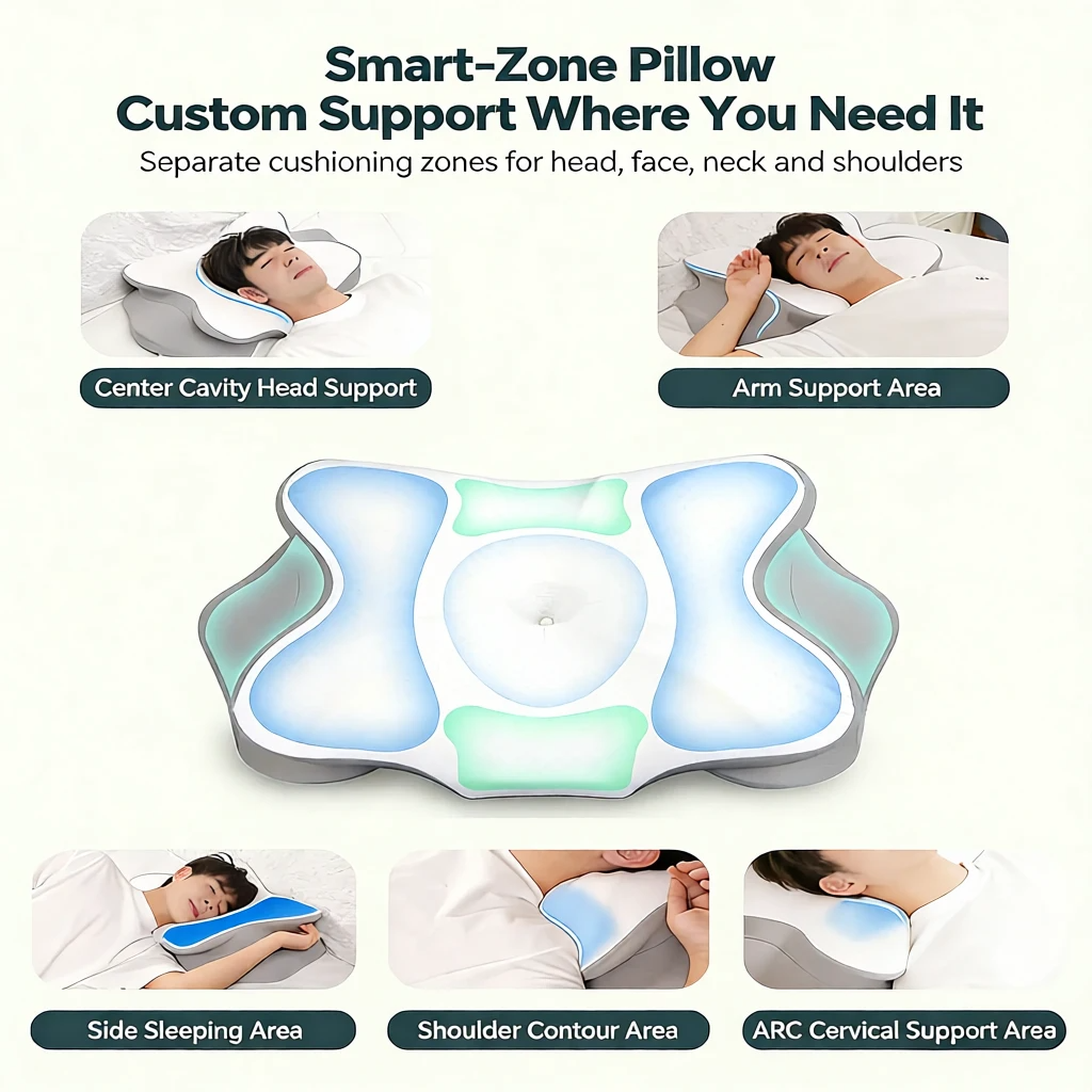 وسادة سمارت زون المريحة: دعم مثالي للرقبة والكتفين لنوم هانئ