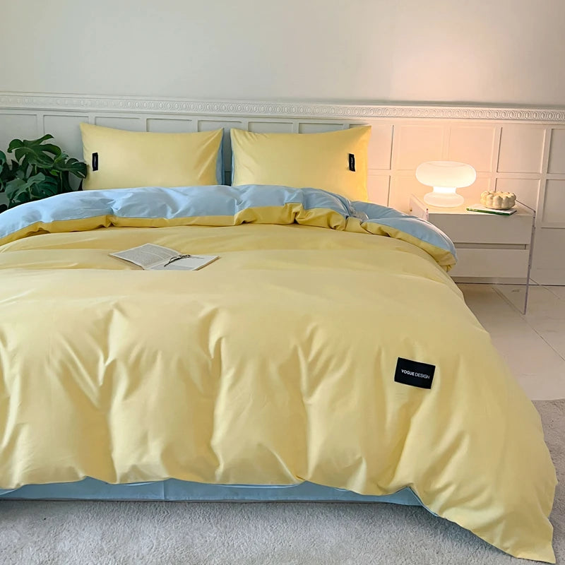 White duvet cover set with pillowcase - bed sheet and duvet cover set, available in single, double, queen and king sizes. 