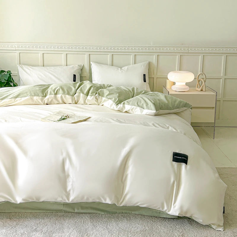 White duvet cover set with pillowcase - bed sheet and duvet cover set, available in single, double, queen and king sizes. 