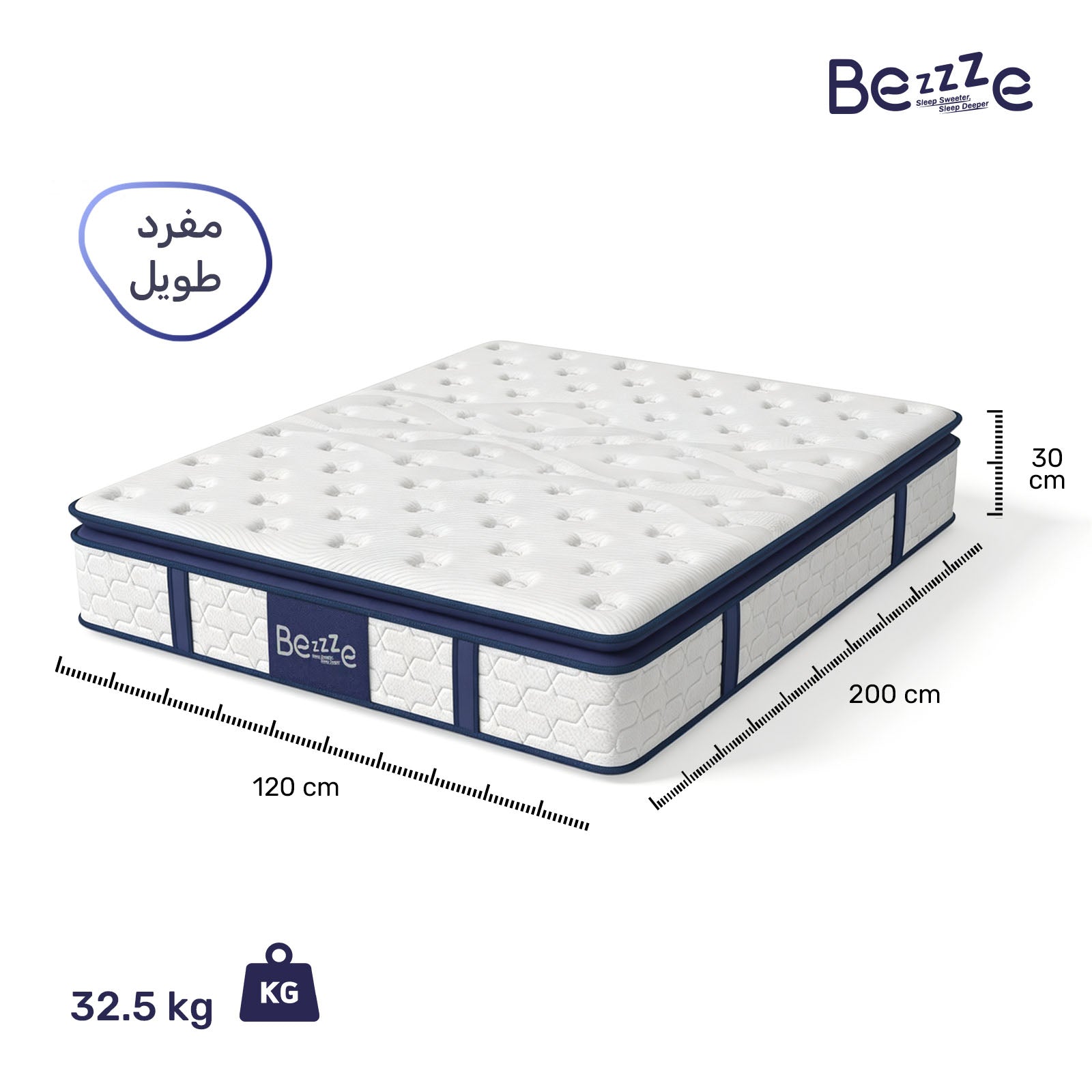 مرتبتك المثالية المخصصة — مصممة خصيصًا لمناخ المملكة العربية السعودية، لتوفر لك الراحة كل ليلة 120*200*30