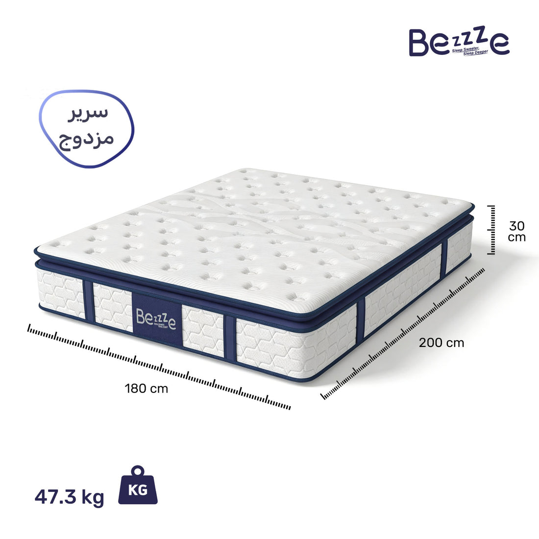 مرتبتك المثالية المخصصة — مصممة خصيصًا لمناخ المملكة العربية السعودية، لتوفر لك الراحة كل ليلة 180*200*30