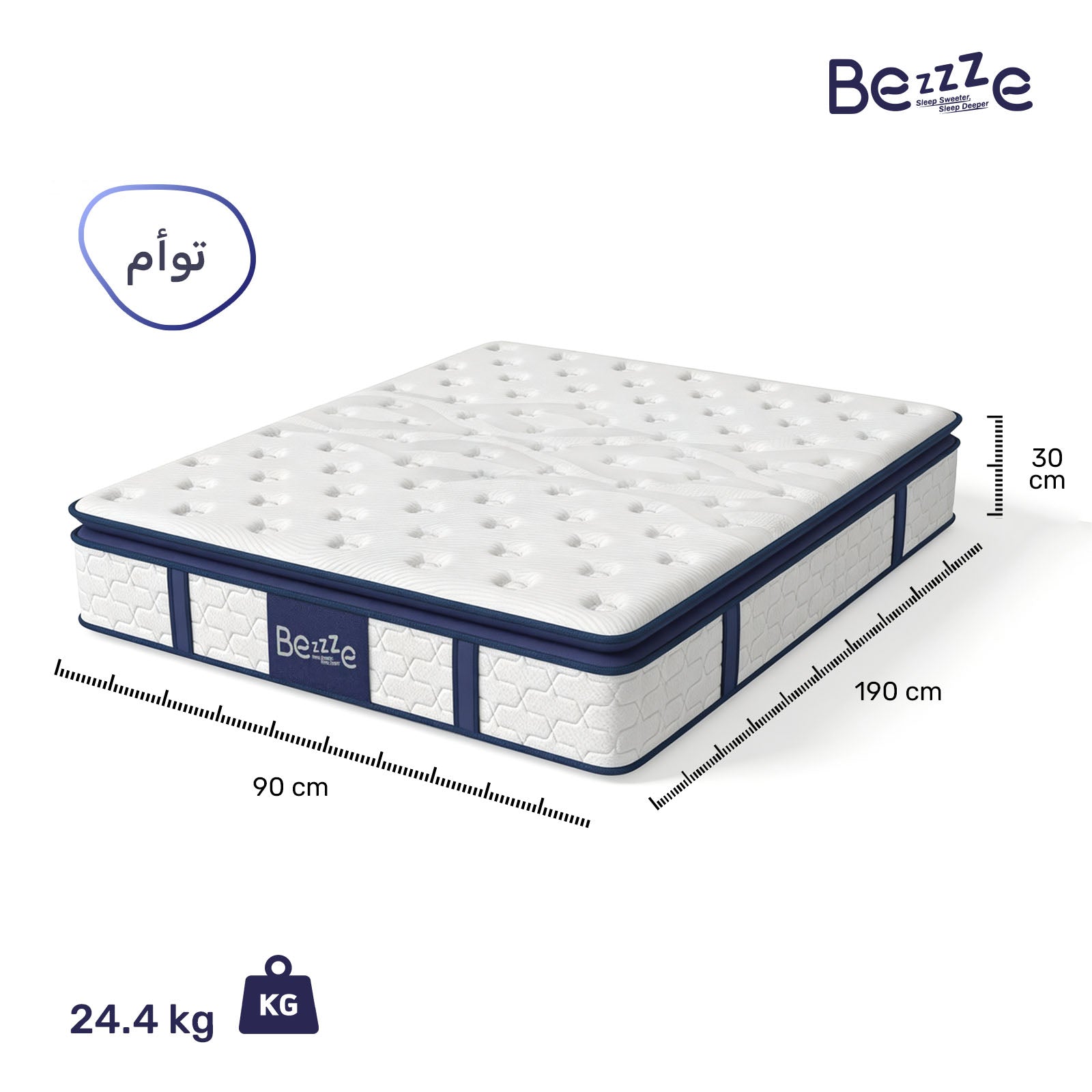 مرتبتك المثالية المخصصة — مصممة خصيصًا لمناخ المملكة العربية السعودية، لتوفر لك الراحة كل ليلة 90*190*30