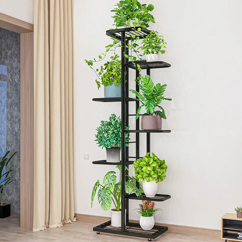Multi-tiered iron plant racks from floor to ceiling, balcony plant stand, flower rack, living room display stand 