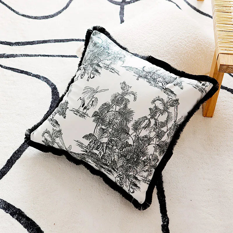 30x50/45x45 cm Nordic Plush Pillow Cover, Sofa Cushion Cover, Waist Cover, Black Retro Home Decor, Pillow Cover without Insert 