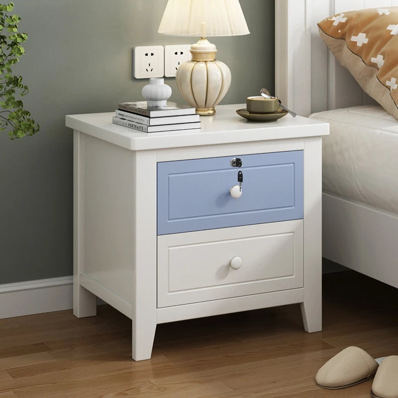طاولة جانبية من الخشب الصلب من داريكو أمريكان بينت للأولاد والبنات - طاولة جانبية بيضاء نقية مع درج تخزين لغرفة النوم المنزلية