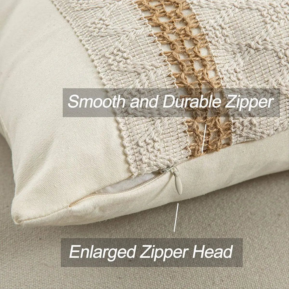 18x18 inch cotton and burlap pillow covers, in a rustic bohemian pattern, striped, suitable for spring and summer. 