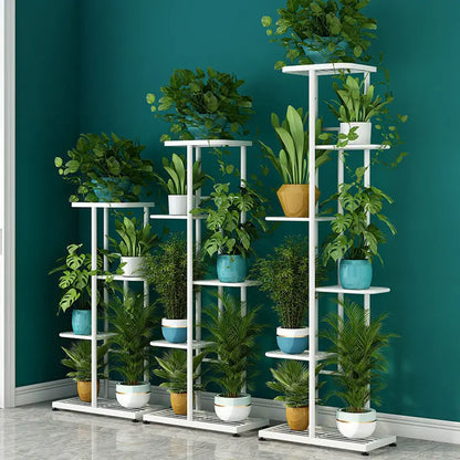 Multi-tiered iron plant racks from floor to ceiling, balcony plant stand, flower rack, living room display stand 