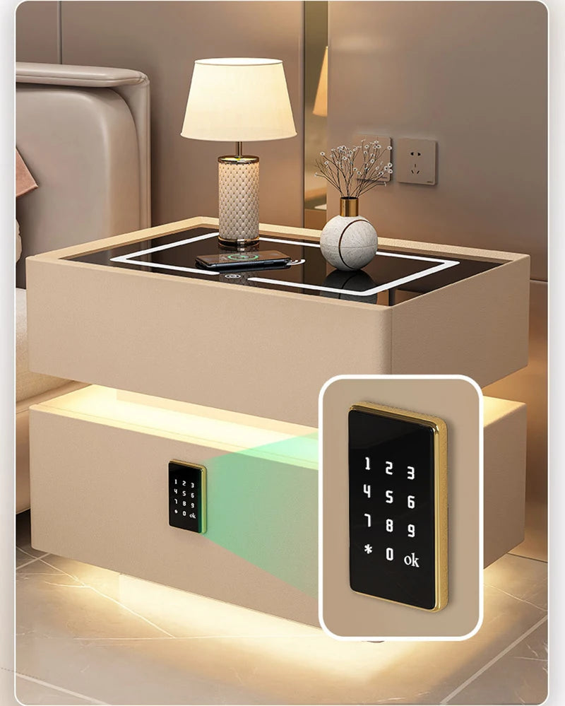 Innovative smart bedside table with sensor lighting and wireless charging - Nordic design side table with storage space (available in multiple sizes) 