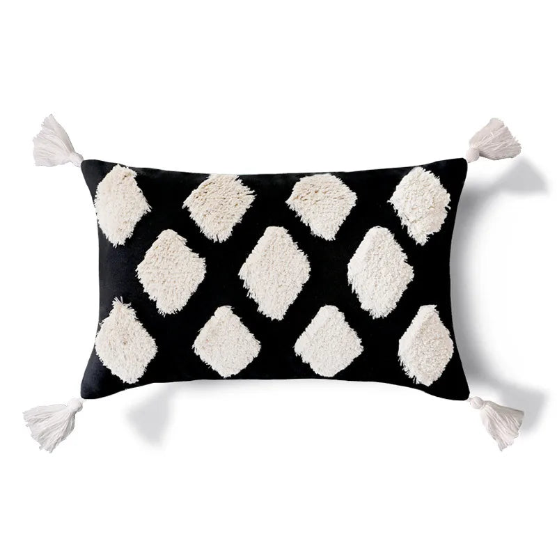 30x50/45x45 cm Nordic Plush Pillow Cover, Sofa Cushion Cover, Waist Cover, Black Retro Home Decor, Pillow Cover without Insert 