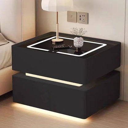 Innovative smart bedside table with sensor lighting and wireless charging - Nordic design side table with storage space (available in multiple sizes) 