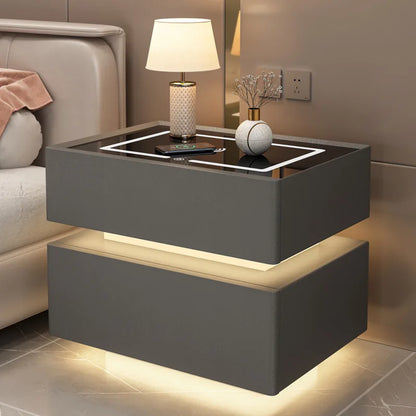 Innovative smart bedside table with sensor lighting and wireless charging - Nordic design side table with storage space (available in multiple sizes) 