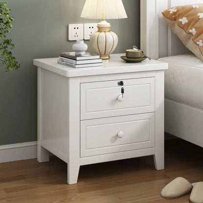 طاولة جانبية من الخشب الصلب من داريكو أمريكان بينت للأولاد والبنات - طاولة جانبية بيضاء نقية مع درج تخزين لغرفة النوم المنزلية