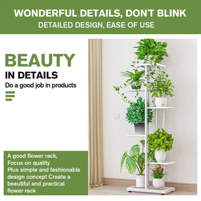 Multi-tiered iron plant racks from floor to ceiling, balcony plant stand, flower rack, living room display stand 