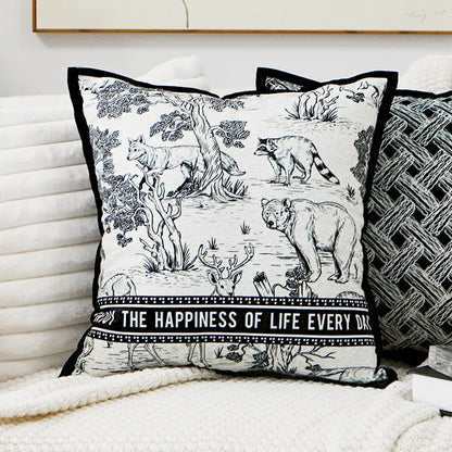 30x50/45x45 cm Nordic Plush Pillow Cover, Sofa Cushion Cover, Waist Cover, Black Retro Home Decor, Pillow Cover without Insert 